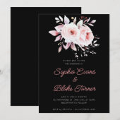Invitation Roses roses roses romantiques modernes Mariage noi (Devant / Derrière)