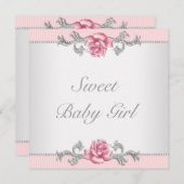Invitation Roses roses roses rose bébé fille Douche (Devant / Derrière)