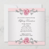 Invitation Roses roses roses rose bébé fille Douche (Dos)