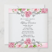 Invitation Roses roses roses rose bébé fille Douche (Dos)