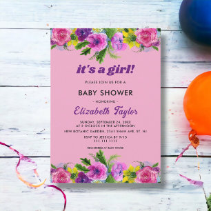 Invitation Roses roses roses rose pâle été Floral Girl Baby s