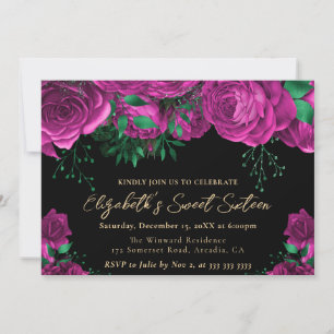 Invitation Roses Roses Roses Roseaux Aquarelle Seize Ans