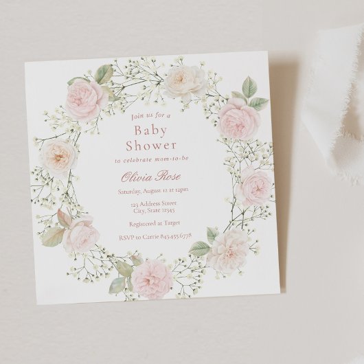 Invitation Roses roses roses roses Baby shower de la fille du
