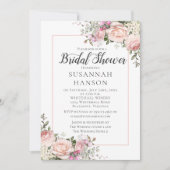 Invitation Roses Roses Roses Roses Blanches Hydrangée Fête de (Devant)