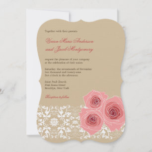 Invitation Roses Roses Roses Roses Damas Dentelle Mariage Inv