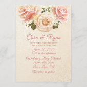 Invitation Roses roses roses roses élégantes de mariage rose  (Devant)