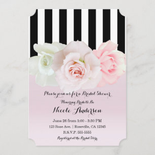 Invitation Roses roses roses roses noires et blanches Fête de