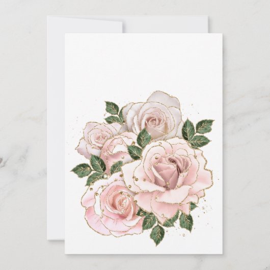 Invitation Roses Roses Roses Roses Rose Baptême Christening (Dos)