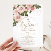 Invitation Roses Roses Roses Roses Rose Baptême Christening