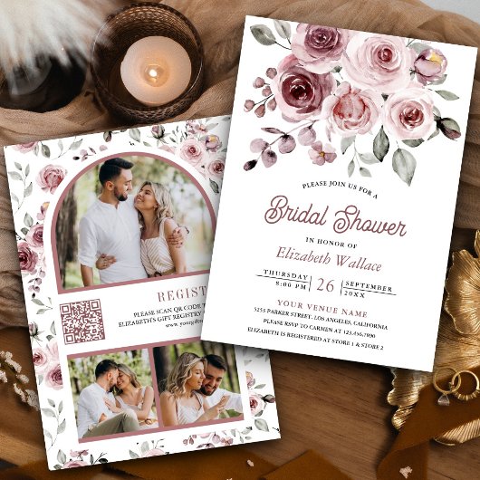 Invitation Roses Roses Roses Roses Rose Dusty Photo Code QR F