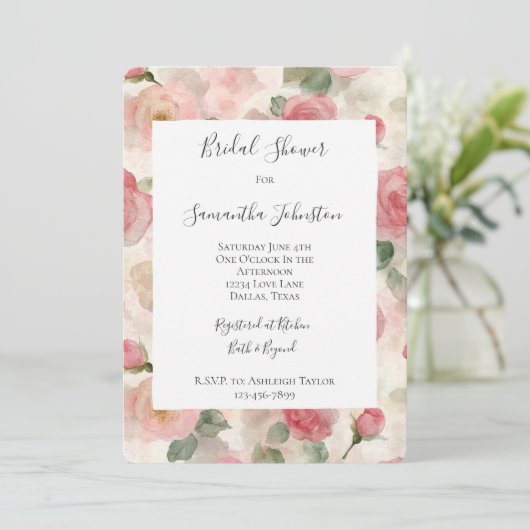 Invitation Roses roses roses roses rose romantique Fête des m (Debout devant)