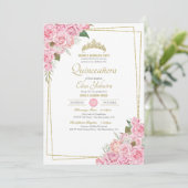 Invitation Roses Roses Roses Roses Roses Or Tiara Quinceanera (Debout devant)