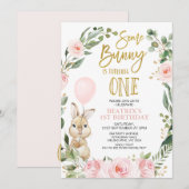 Invitation Roses Roses Roses Roses Un Lapin Tournant Un 1Er A (Devant / Derrière)