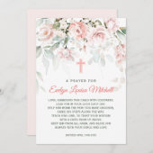 Invitation Roses Roses Roses Roses Verdure Feuillage Baptême  (Devant / Derrière)