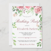 Invitation Roses roses roses rouges et bleues Jardin Fête d'a (Devant)