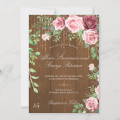 Invitation Roses roses roses rustiques Monogramme Mariage en  (Devant)