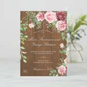 Invitation Roses roses roses rustiques Monogramme Mariage en  (Debout devant)