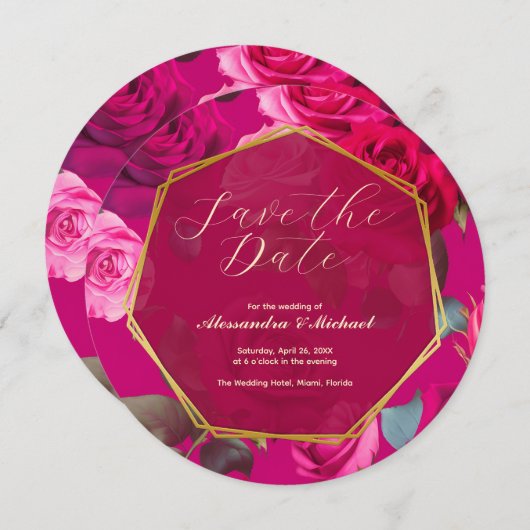 Invitation Roses roses roses sur Viva Magenta | Enregistrer L (Devant / Derrière)