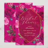 Invitation Roses roses roses sur Viva Magenta | FÊTE DES MARI (Devant / Derrière)