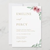 Invitation Roses roses roses verdure mariage fleurie (Devant)