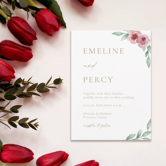 Invitation Roses roses roses verdure mariage fleurie