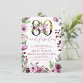 Invitation Roses roses roses vertes | Anniversaire 80 ans (Debout devant)