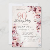Invitation Roses Roses Rouges 90e Anniversaire (Devant)