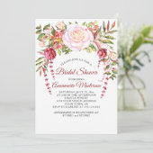 Invitation Roses roses sauvages Fête des mariées verdoyante (Debout devant)
