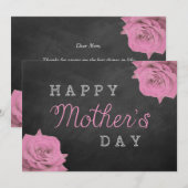Invitation Roses roses sur Chalkboard Bonne fête des mères (Devant / Derrière)