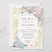 Invitation Roses roses vintages Cendrillon Princesse Baby sho (Devant)