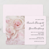 Invitation Roses roses vintages et dentelle élégante - Mariag (Devant / Derrière)