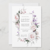 Invitation Roses roses violettes Fleurs sauvages Mariage de c (Devant)