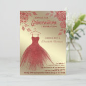 Invitation Roses rouge or Roses robe parties scintillant roug (Debout devant)