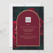 Invitation Roses Rouge Profond Forêt Verte Mariage d'Hiver (Dos)