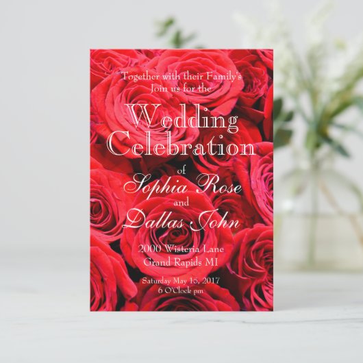 Invitation Roses rouges (Debout devant)