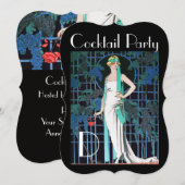 Invitation ROSES ROUGES À L'ANNIVERSAIRE DE NUIT Cocktail Par (Devant / Derrière)