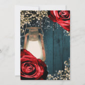 Invitation Roses rouges à lanterne rouge rustique et Mariage  (Dos)