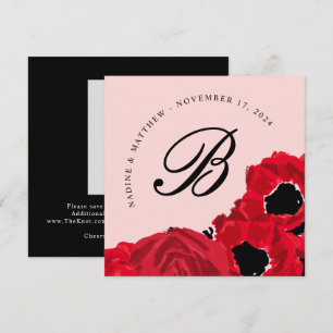 Invitation Roses rouges abstraites et coquelicots Save the Da