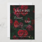 Invitation Roses rouges avec textes blancs Enregistrer la dat (Devant)