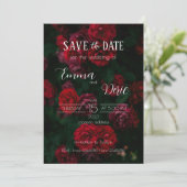 Invitation Roses rouges avec textes blancs Enregistrer la dat (Debout devant)