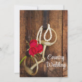 Invitation Roses rouges, Bit de cheval et Mariage campagnard  (Devant)
