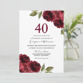 Invitation Roses Rouges Bourgogne 40e Anniversaire de Mariage (Debout devant)