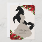 Invitation Roses rouges Cheval Crest Elegant Charro Quinceane (Dos)