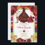Invitation Roses rouges Colorful Mis Quince 15 Anos Quinceañe<br><div class="desc">Quinceañeran Red Roses Colorful Gold Crown Parties scintillant Invitation Mis Quince 15 Anos,  16e anniversaire, </div>