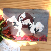 Invitation Roses rouges, Danse japonaise Grues Tancho, Mariag