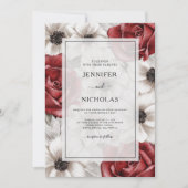 Invitation Roses rouges de Bourgogne blanc Anémone Mariage fl (Devant)