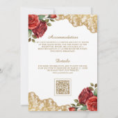 Invitation Roses Rouges Dentelle Dorée Code QR Mariage Musulm (Dos)