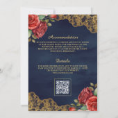 Invitation Roses Rouges Dentelle Dorée Code QR Mariage Musulm (Dos)