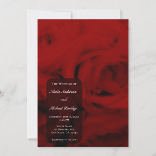 Invitation Roses Rouges Douces Crème Élégant Mariage Minimali
