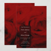 Invitation Roses Rouges Douces et Crémeuses Élégant Mariage M (Devant / Derrière)